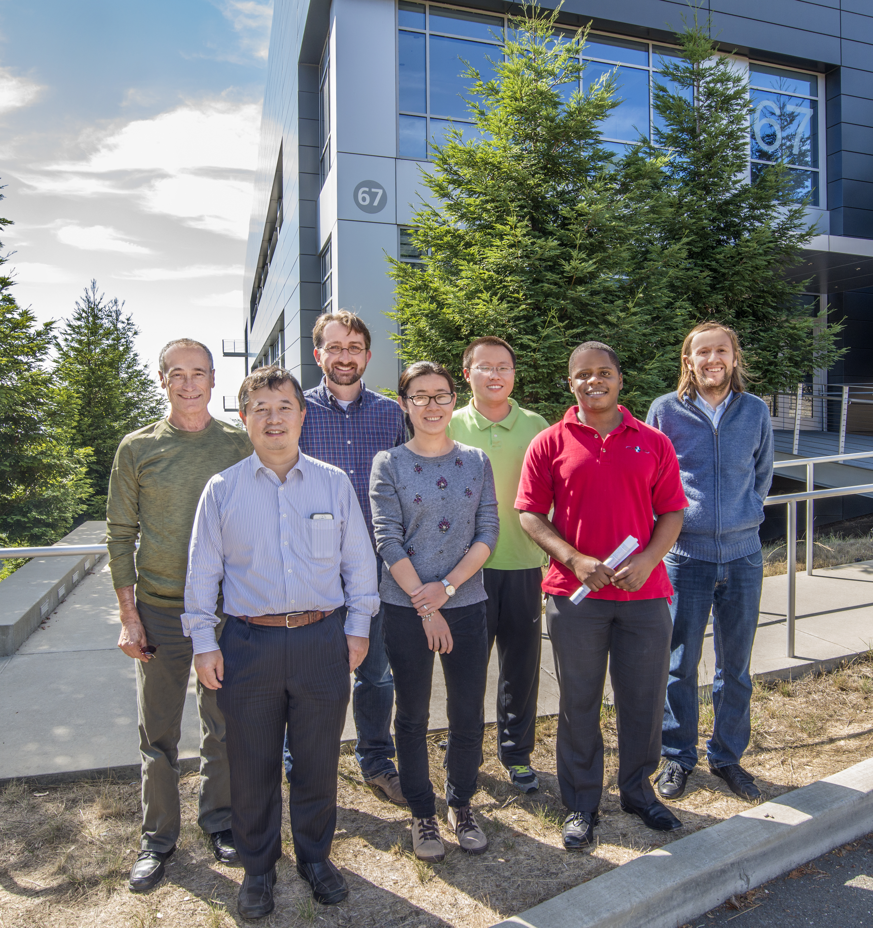 From left to right: Miquel Salmeron, Jinghua Guo, David Prendergast, Liwen Wan, Chenghao Wu, Tod Pascal and Juan-Jesus Velasco-Velez at the Molecular Foundry.