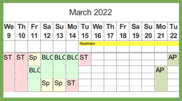 2022 operating schedule