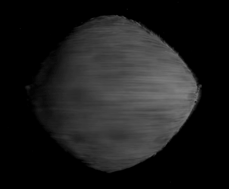 Animated gif of near-earth asteroid Bennu spinning.