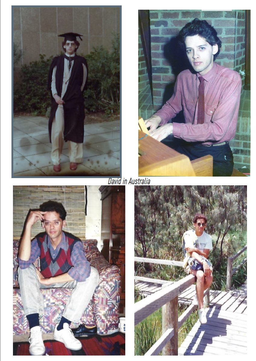 photo collage of David Kilcoyne in different locations