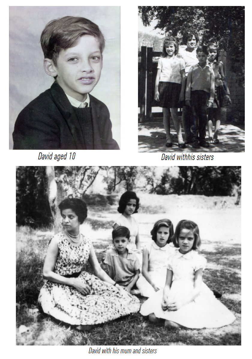 photo collage of David Kilcoyne as a child and with members of his family
