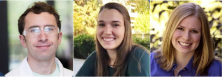 Yearbook-style photos of three smiling young people.