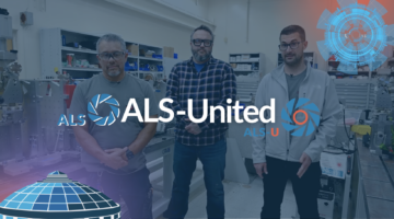 "ALS United" across a photo of three men standing in a shop.