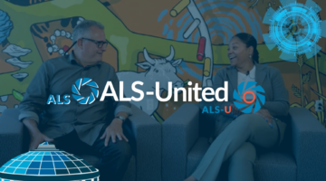 "ALS-United" and a photo of two people sitting in armchairs.